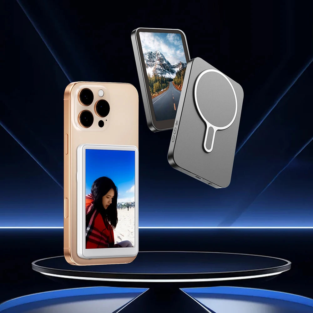 Magnetic Phone Selfie Monitor Screen for Smartphone Rear Camera Vlog Live Stream Wireless WIFI Monitor Screen for iPhone Android